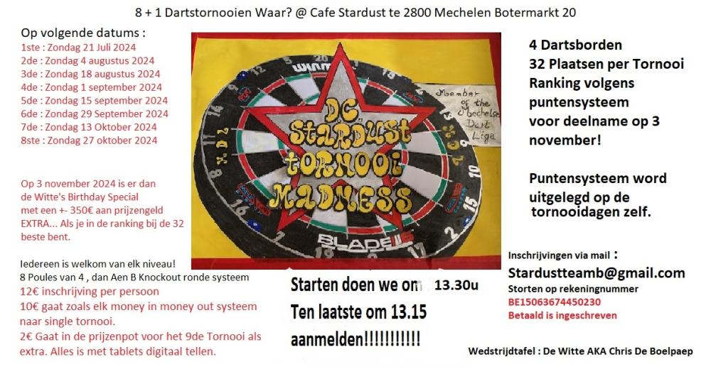 STARDUST TORNOOI MADNESS 8ste en laatste RANKING TORNOOI