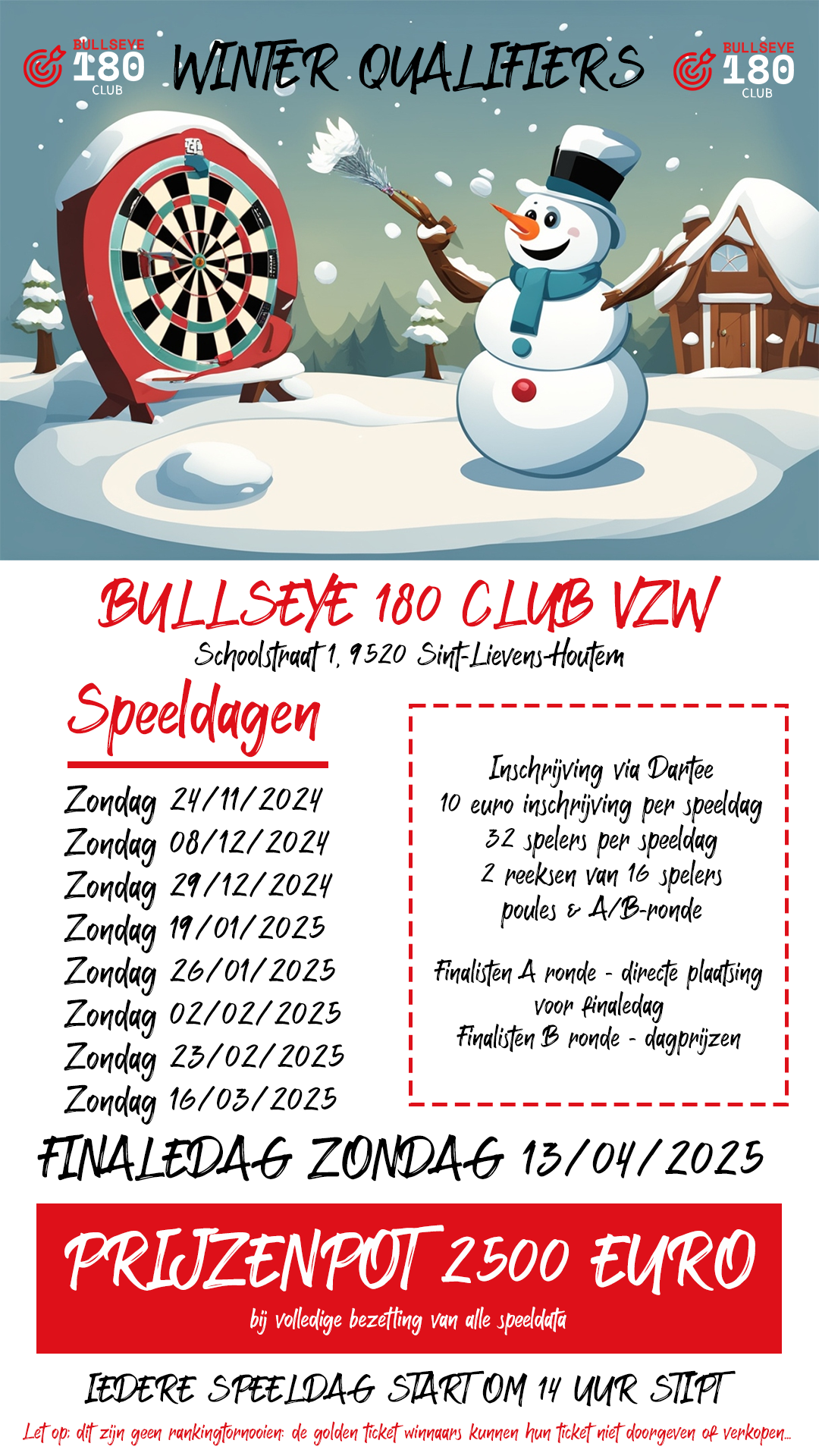 Winter Qualifiers - Speeldag 1 - Bullseye 180 Club VZW