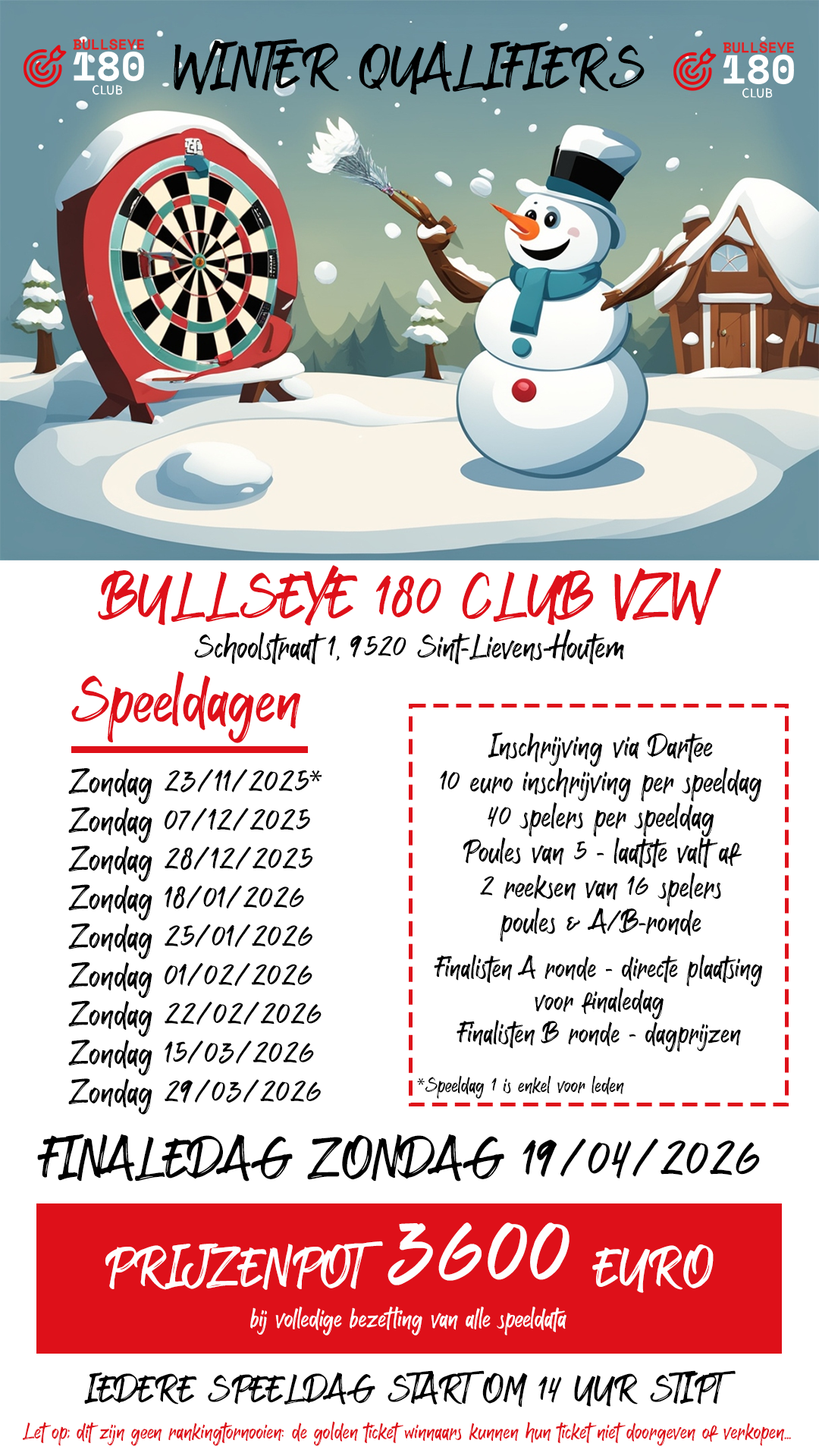 Winter Qualifiers - Speeldag 5 - Bullseye 180 Club VZW