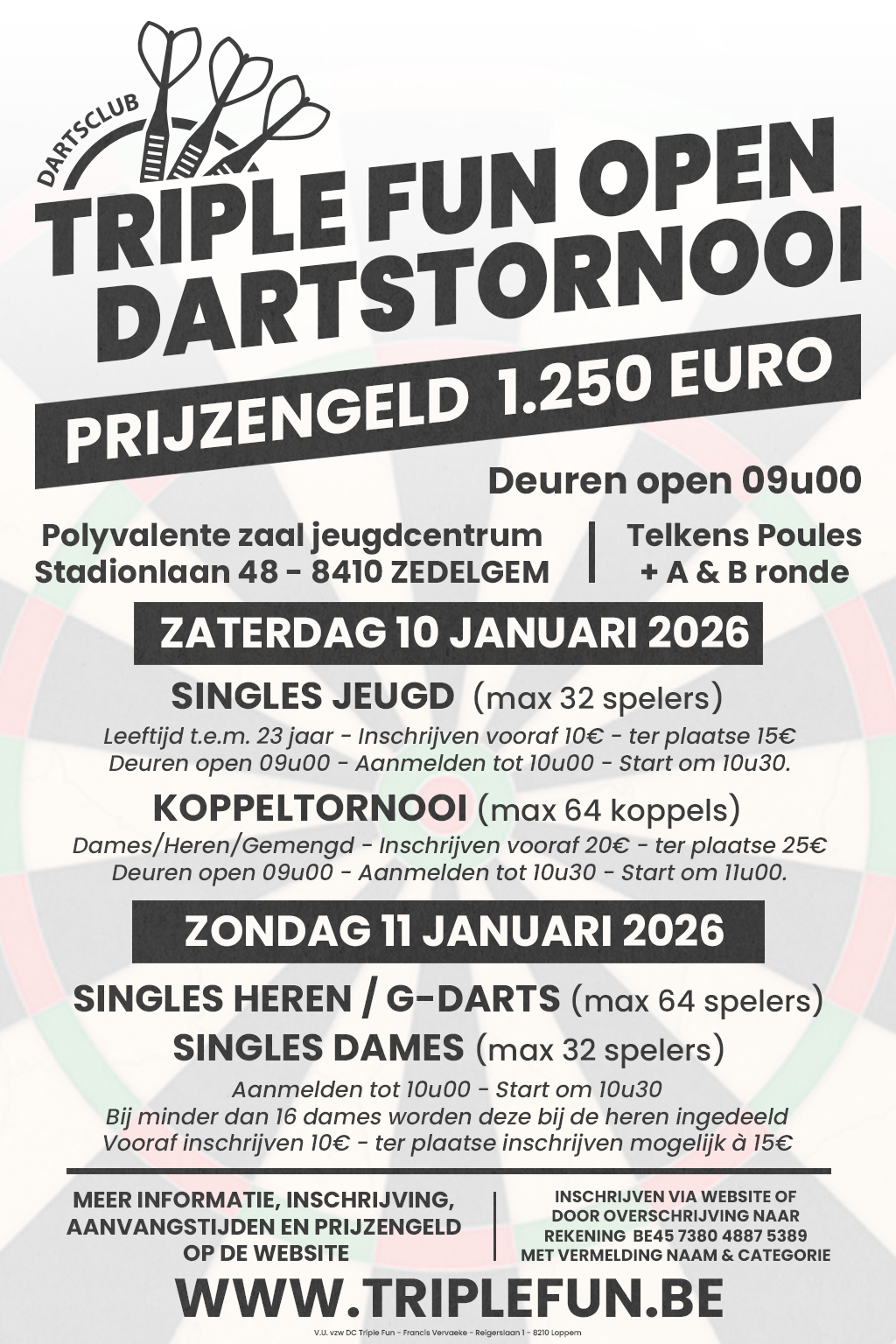 1ste Triple Fun Open Dartstornooi