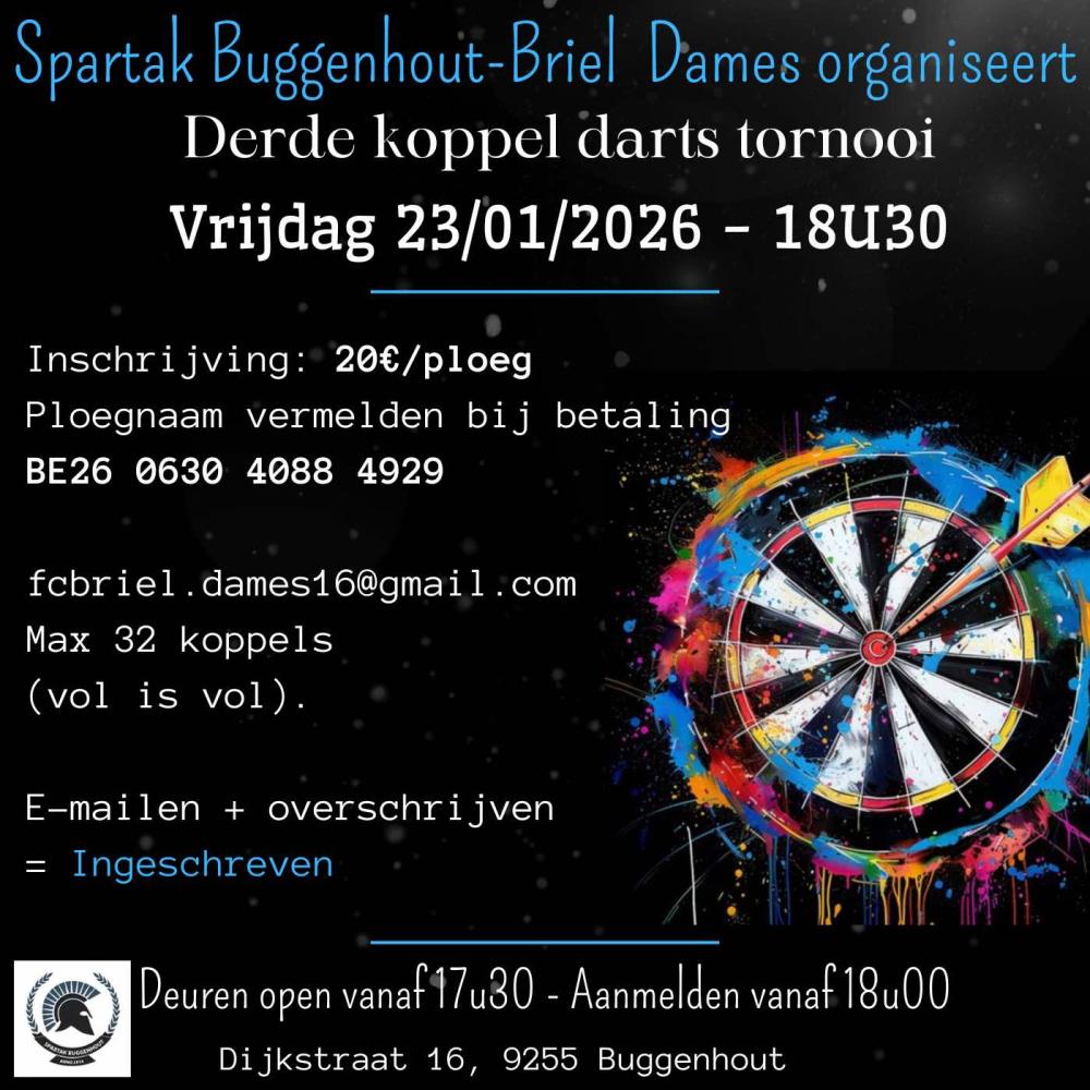 Derde koppeldarts tornooi van Dames Spartak Buggenhout