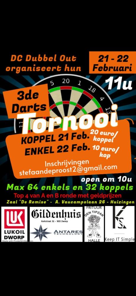 Dc Double out Enkel en Koppel tornooi