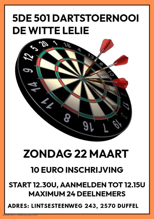 5DE 501 DARTSTOERNOOI DE WITTE LELIE