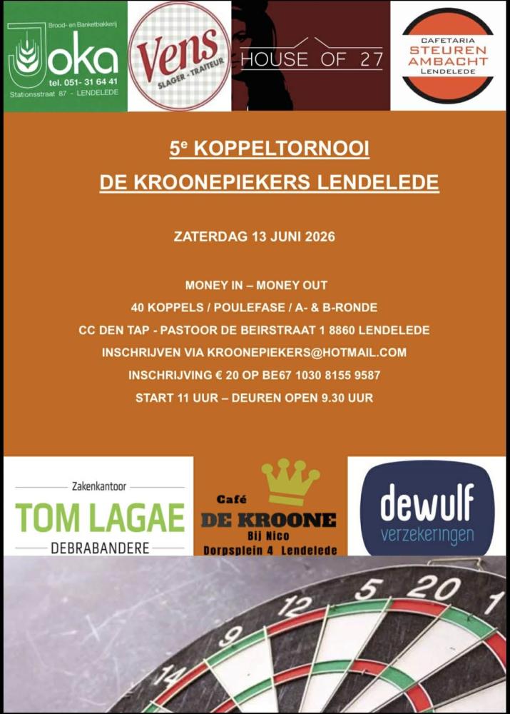5e koppeltornooi De Kroonepiekers Lendelede