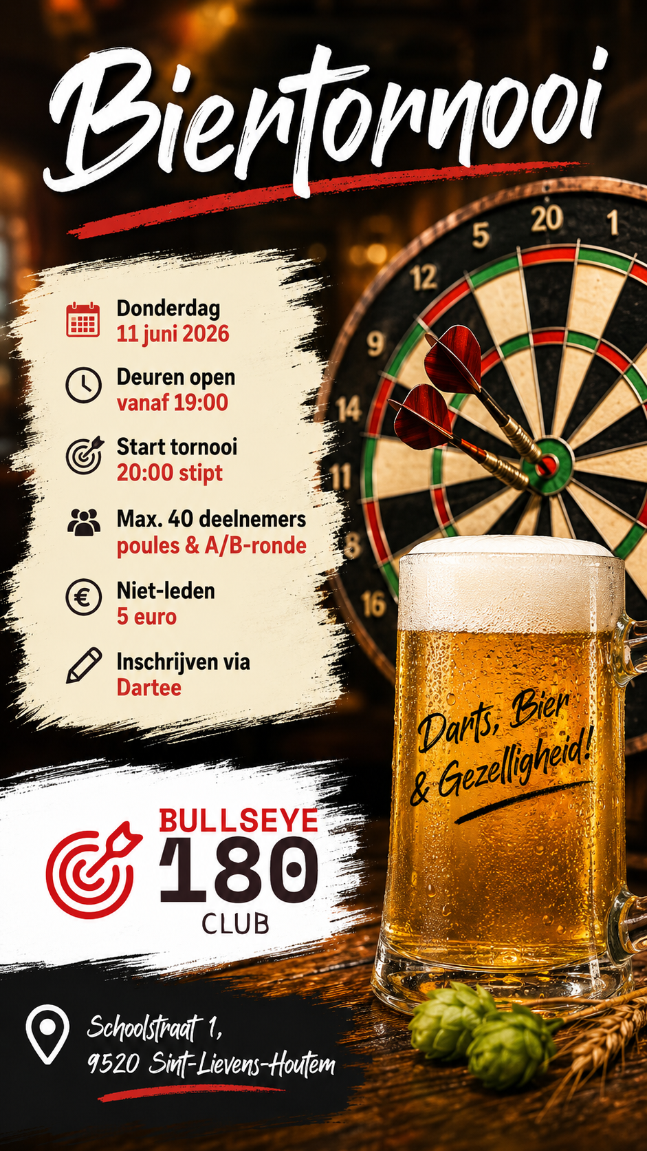 Biertornooi 2026 - BULLSEYE 180 CLUB VZW