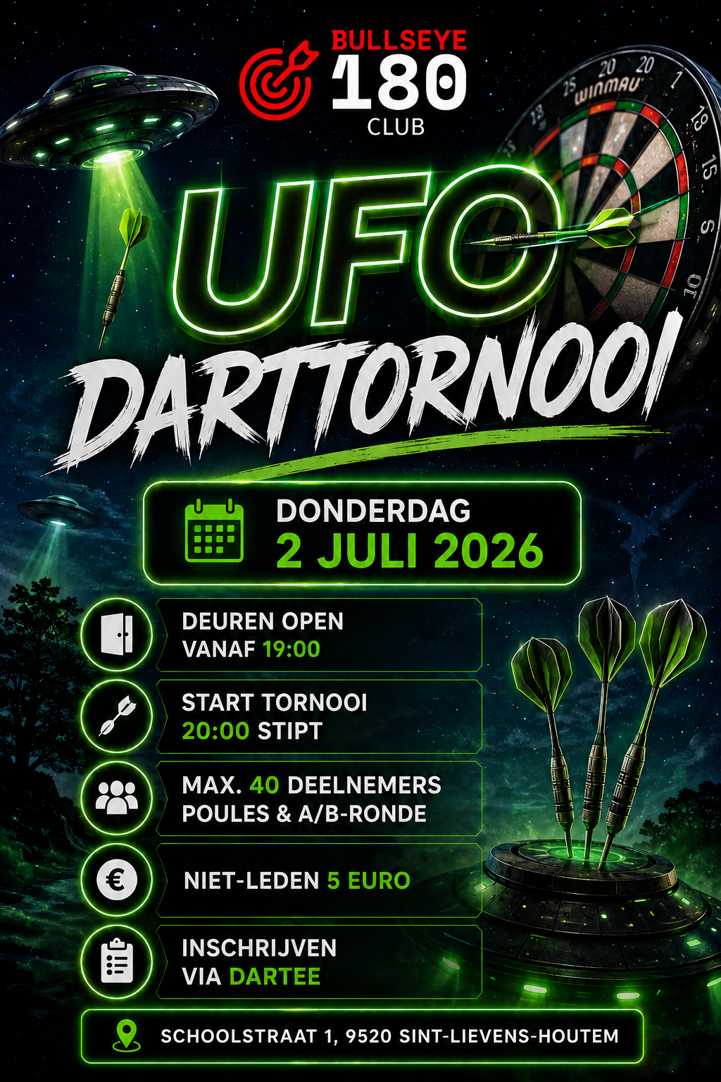 UFO tornooi - BULLSEYE 180 Club VZW