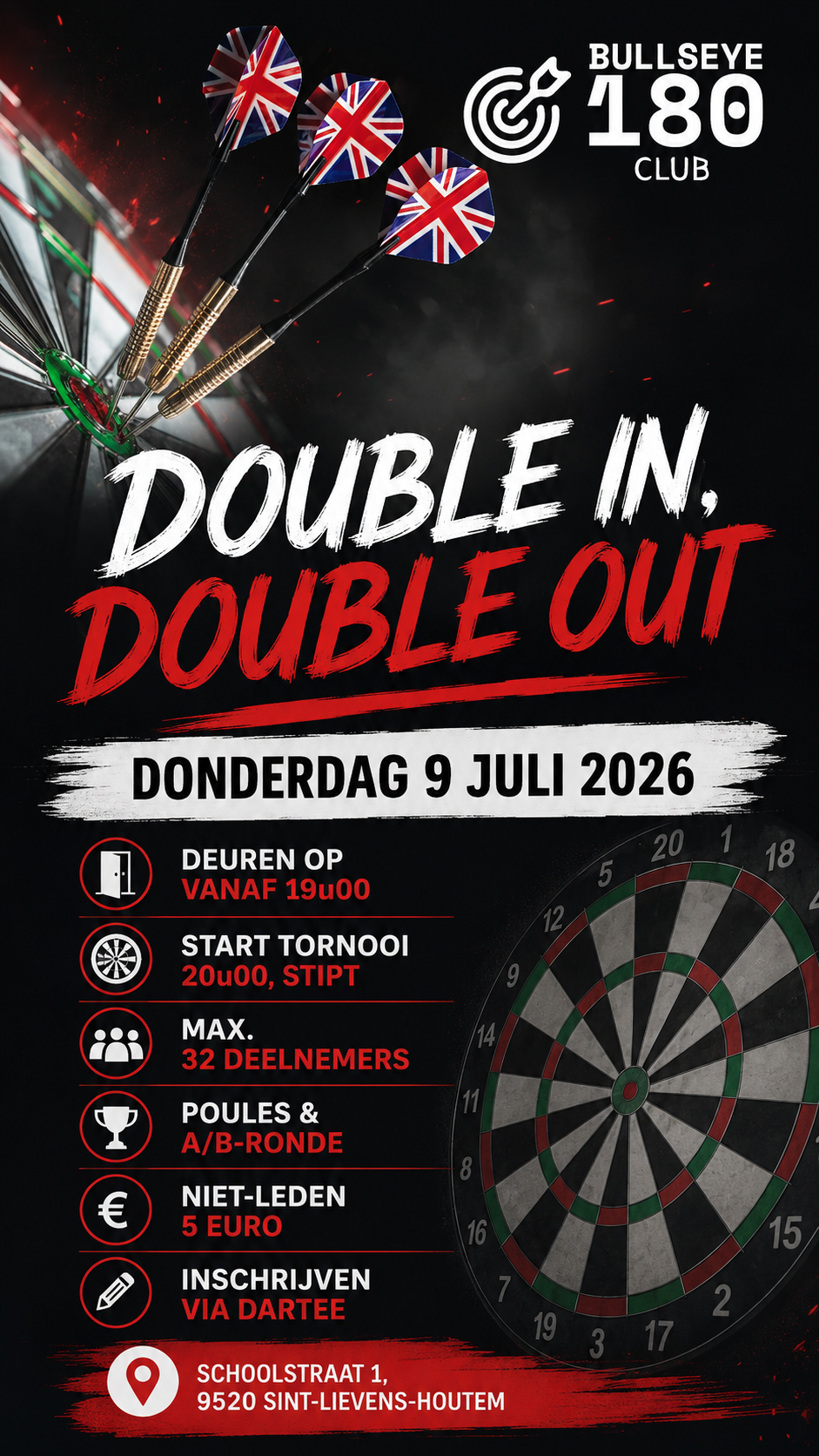 Double in, double out - BULLSEYE 180 Club VZW