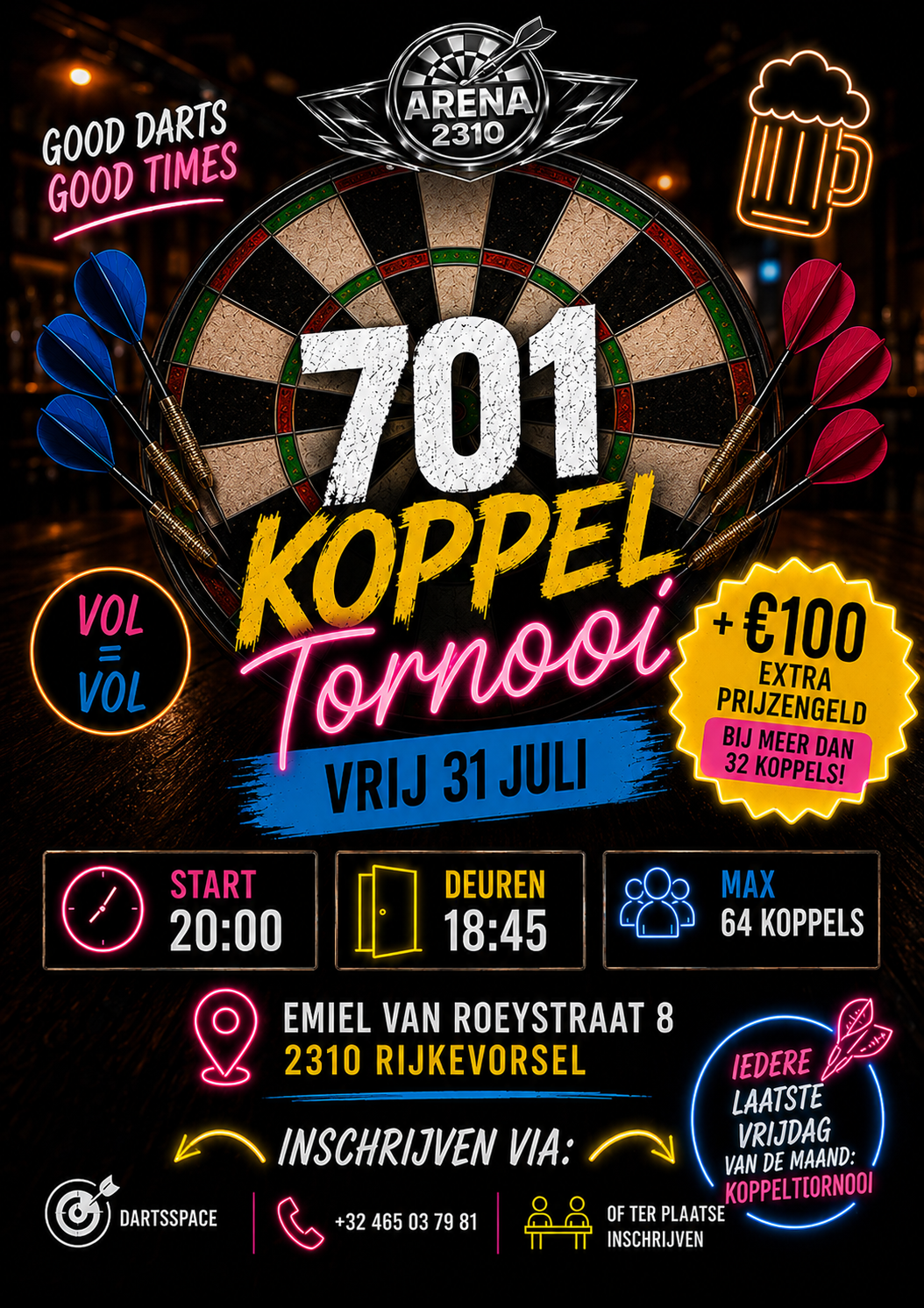 Vrijdag 31 juli koppel tornooi 701 money in money out