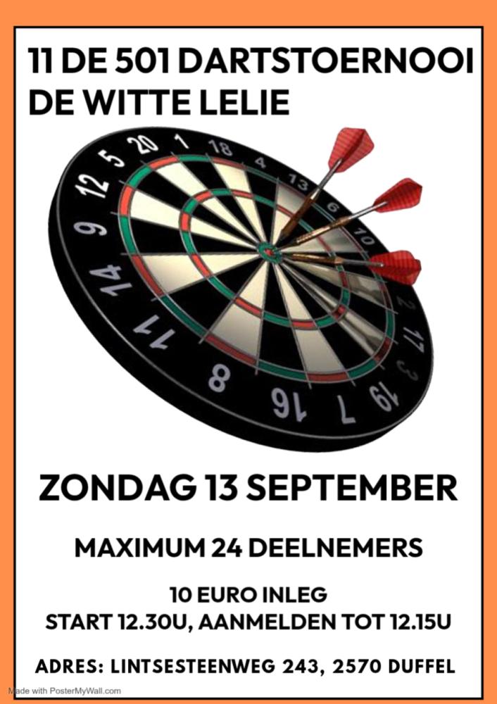 11 DE 501 DARTSTOERNOOI DE WITTE LELIE