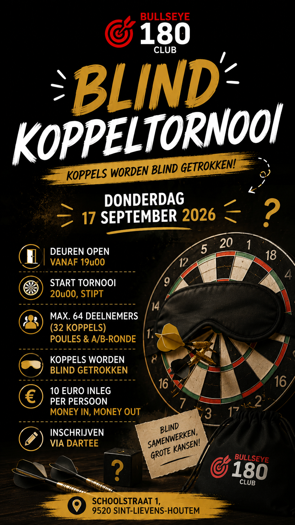 Blind koppeltornooi - BULLSEYE 180 CLUB VZW