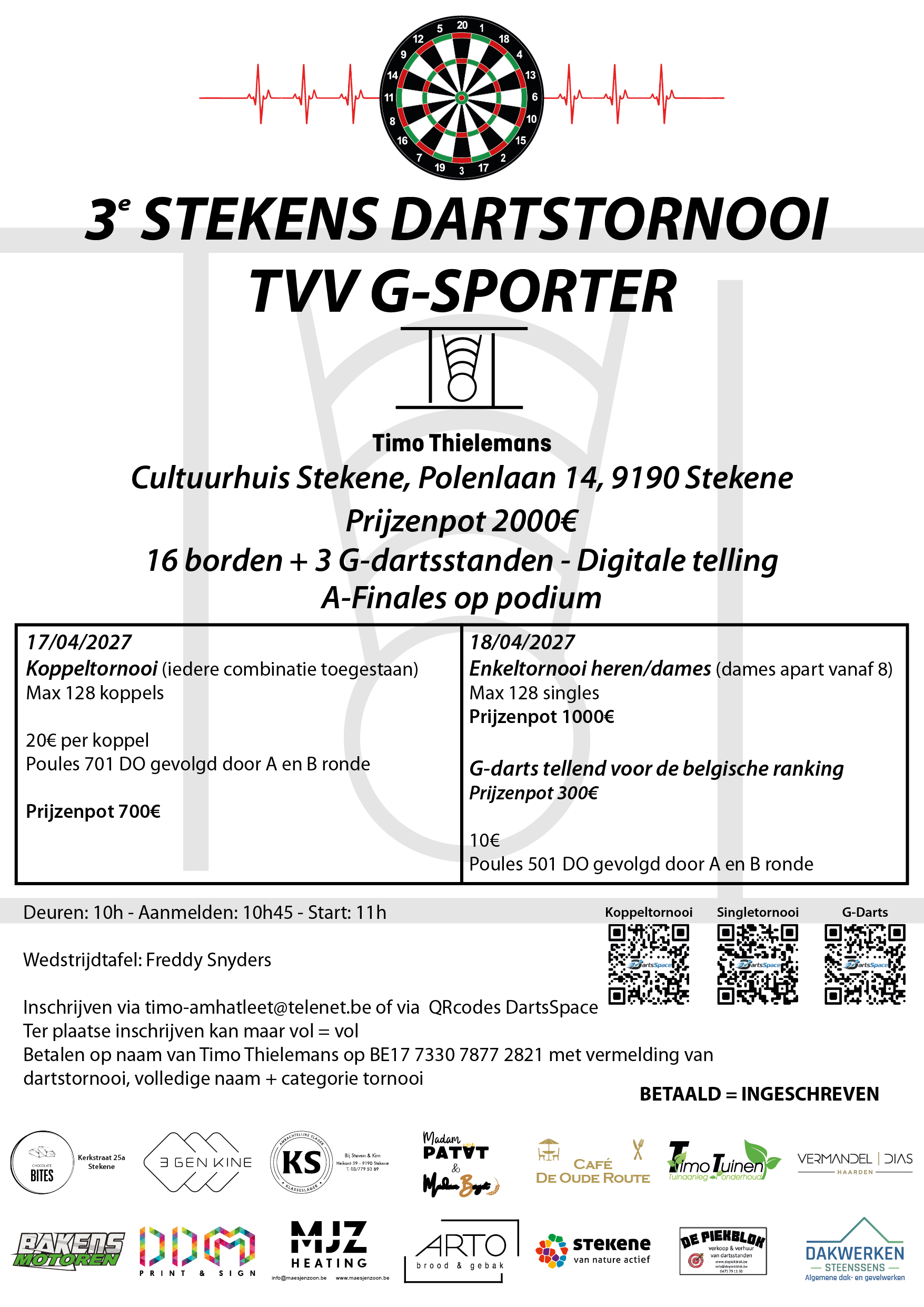 3e Stekens Dartstornooi Tvv G-Atleet Timo Thielemans Enkel