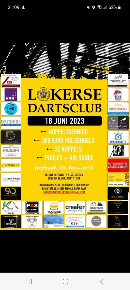 Koppeltoernooi Lokerse dartsclub